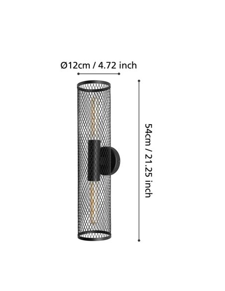 Aplique de Pared Industrial REDCLIFFE de Metal Expandido Negro, 2XE27