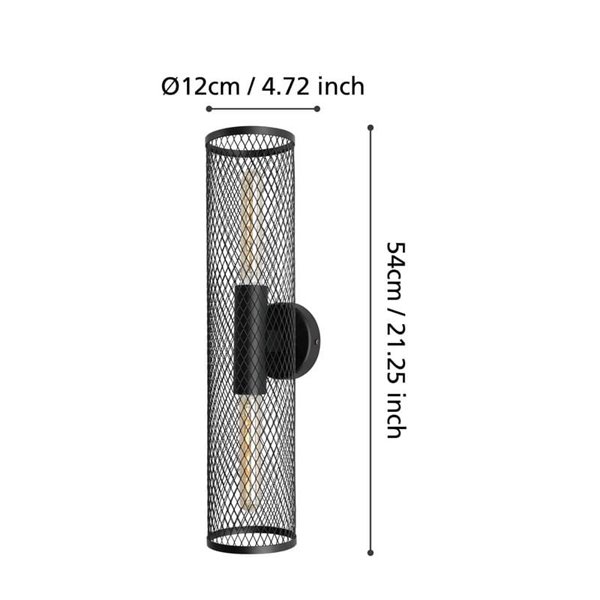 Aplique de Pared Industrial REDCLIFFE de Metal Expandido Negro, 2XE27