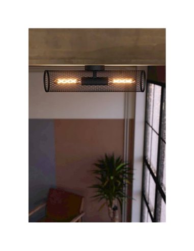 Aplique de Pared Industrial REDCLIFFE de Metal Expandido Negro, 2XE27