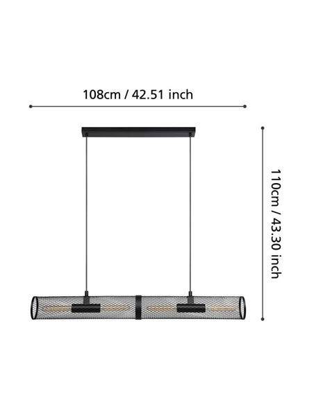 Lámpara Colgante Industrial REDCLIFFE de Metal Expandido Negro, 4XE27