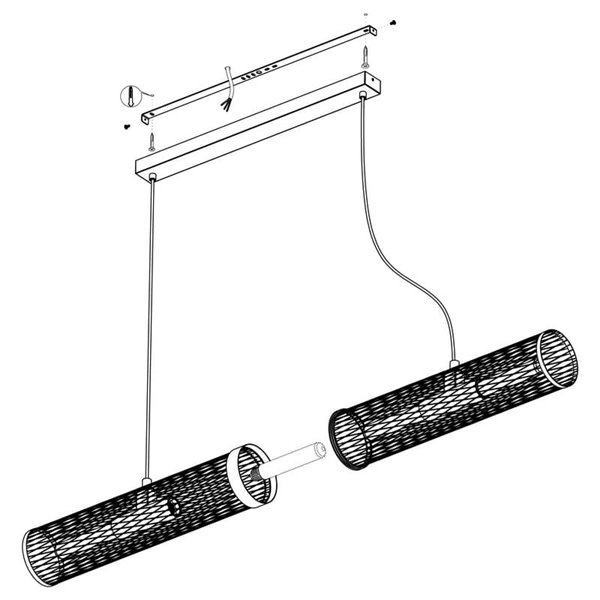 REDCLIFFE Lampe à suspension industrielle en métal déployé noir, 4XE27