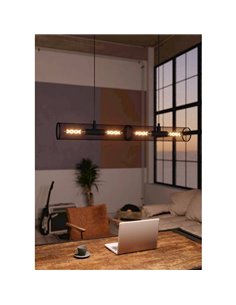 Luminária pendente industrial de metal expandido preto REDCLIFFE, 4XE27 2