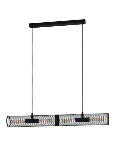 Luminária pendente industrial de metal expandido preto REDCLIFFE, 4XE27