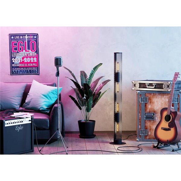 Lámpara de Pie Industrial REDCLIFFE de Metal Expandido Negro, 4XE27