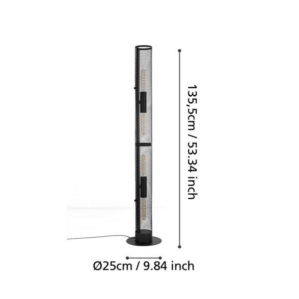 Candeeiro de pé industrial REDCLIFFE em metal expandido preto, 4XE27