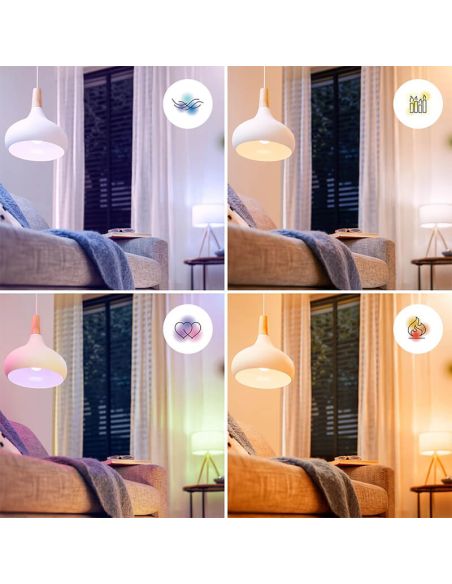 Bombilla LED inteligente E14 esférica RGB con Wiz, Wi-Fi y Bluetooth Regulable E14 Philips Smart