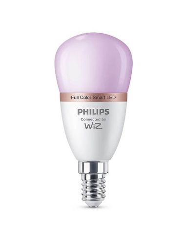 Bombilla LED inteligente E14 esférica RGB con Wiz, Wi-Fi y Bluetooth Regulable E14 Philips Smart