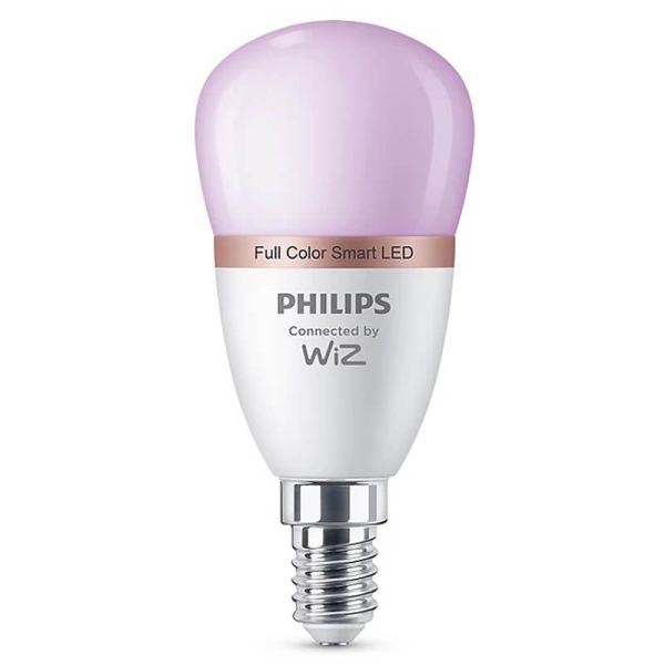 Bombilla LED inteligente E14 esférica RGB con Wiz, Wi-Fi y Bluetooth Regulable E14 Philips Smart