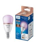 Bombilla LED inteligente E14 esférica RGB con Wiz, Wi-Fi y Bluetooth Regulable E14 Philips Smart