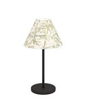 Lámpara de Mesa OXPARK con Hojas de Bambú y Pantalla de Lino Natural, E27