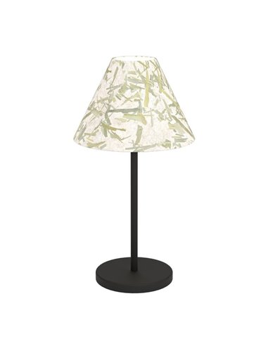 Lámpara de Mesa OXPARK con Hojas de Bambú y Pantalla de Lino Natural, E27
