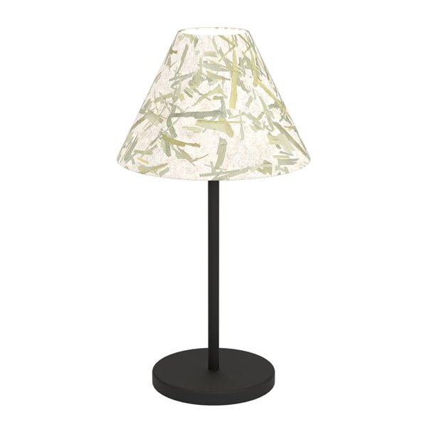 OXPARK Lampe de Table avec Feuilles de Bambou et Abat-Jour en Lin Naturel, E27