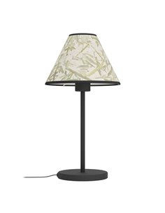 OXPARK Lampe de Table avec Feuilles de Bambou et Abat-Jour en Lin Naturel, E27