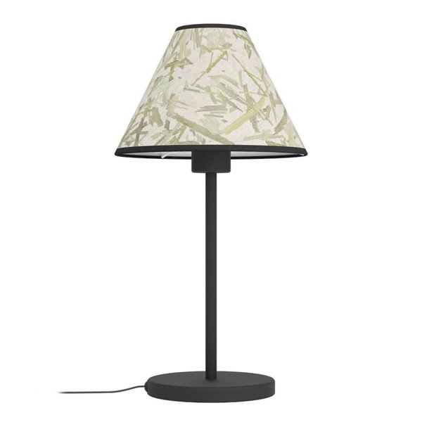 OXPARK Lampe de Table avec Feuilles de Bambou et Abat-Jour en Lin Naturel, E27