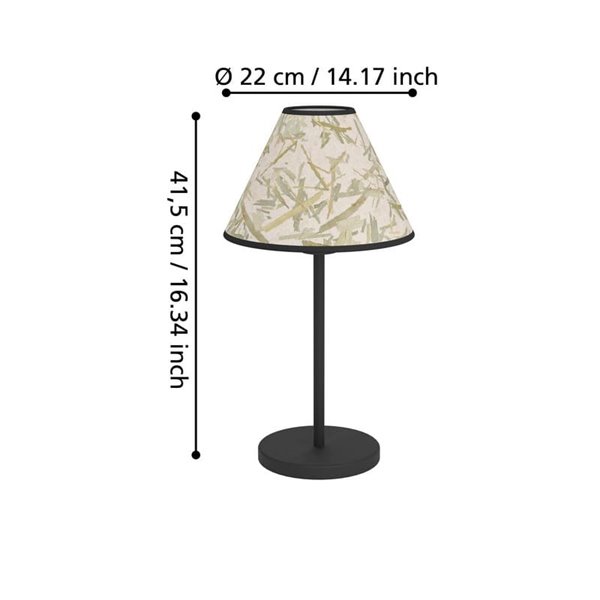 Lámpara de Mesa OXPARK con Hojas de Bambú y Pantalla de Lino Natural, E27