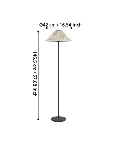 OXPARK Lampadaire avec Feuilles de Bambou et Abat-Jour Naturel, E27