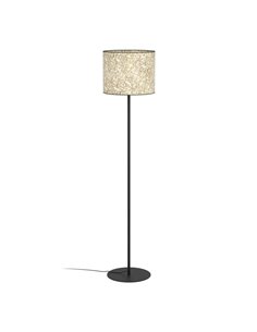 Lampadaire naturel BUTTERBURN avec feuilles de bouleau et abat-jour en lin, E27