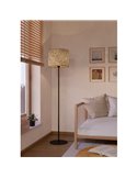 Lampadaire naturel BUTTERBURN avec feuilles de bouleau et abat-jour en lin, E27