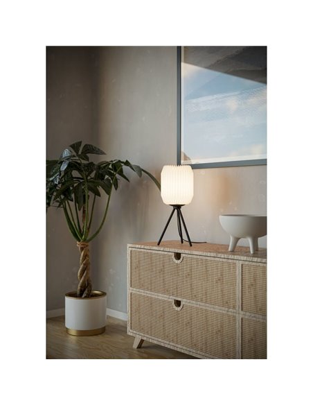 Lámpara de Mesa BELGRAVE con Pantalla de Papel Blanco y Estructura de Acero, E27