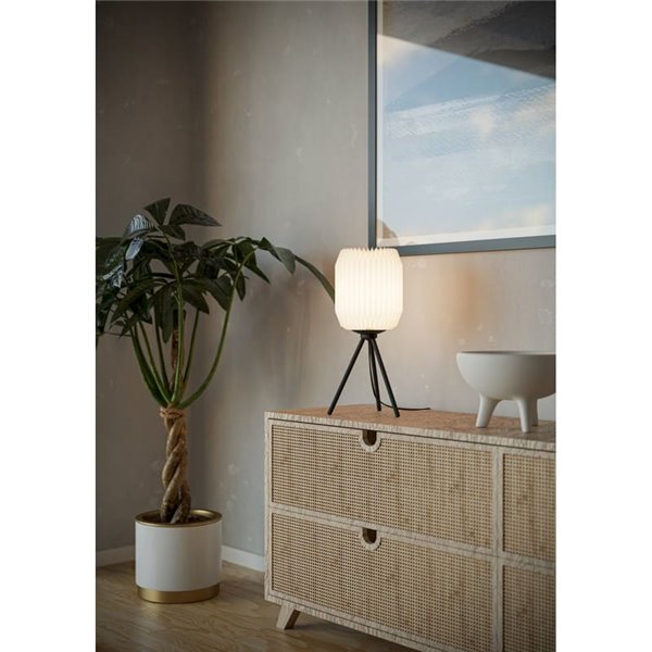 Lámpara de Mesa BELGRAVE con Pantalla de Papel Blanco y Estructura de Acero, E27