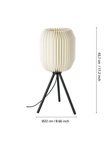 Candeeiro de mesa BELGRAVE com abajur de papel branco e estrutura em aço, E27