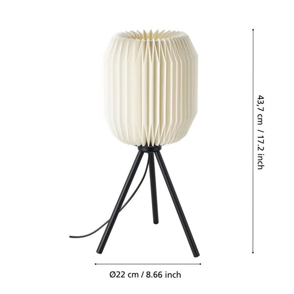 Lampe de table BELGRAVE avec abat-jour en papier blanc et structure en acier, E27
