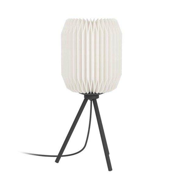Lampe de table BELGRAVE avec abat-jour en papier blanc et structure en acier, E27