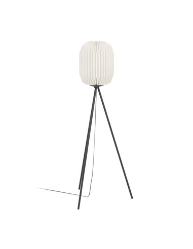 Lámpara de Pie BELGRAVE con 3 patas, Pantalla de Papel blanco y Estructura de Acero negro, E27