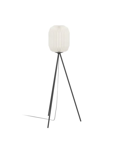 Lámpara de Pie BELGRAVE con 3 patas, Pantalla de Papel blanco y Estructura de Acero negro, E27