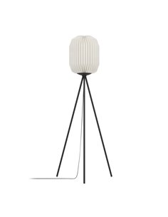 Lámpara de Pie BELGRAVE con 3 patas, Pantalla de Papel blanco y Estructura de Acero negro, E27