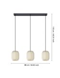 Lámpara Colgante Triple BELGRAVE con Pantallas de Papel Blanco y Estructura de Acero, 3XE27