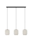 Suspension triple BELGRAVE avec abat-jour en papier blanc et structure en acier, 3XE27