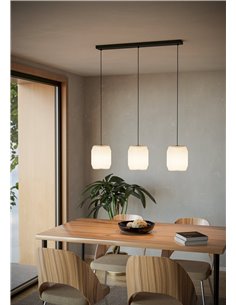 Lámpara Colgante Triple BELGRAVE con Pantallas de Papel Blanco y Estructura de Acero, 3XE27 2