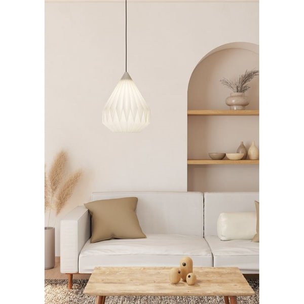 Lámpara Colgante MINTING Blanca de Papel Plegado y Metal Negro Ø30cm, E27