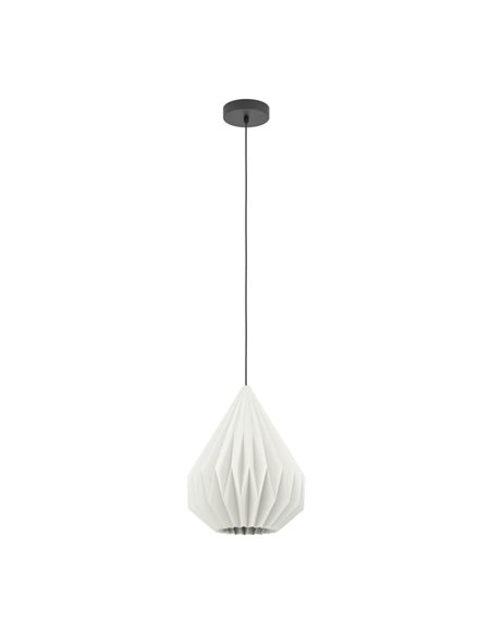 MINTING Lampe à Suspension en Papier Plié Blanc et Métal Noir Ø30cm, E27