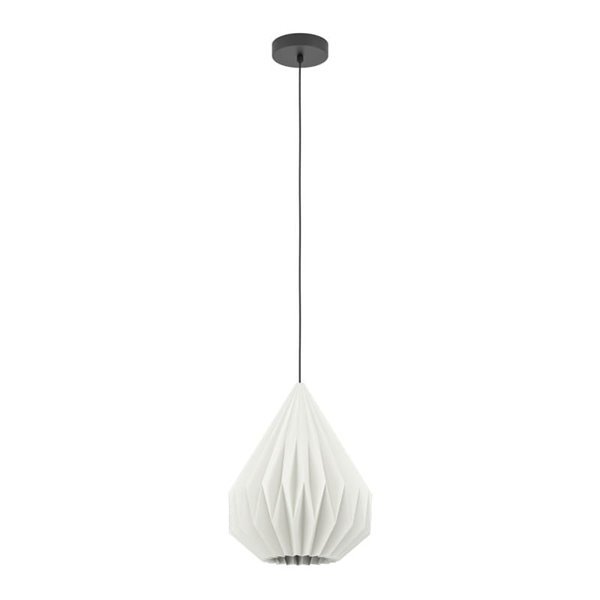 MINTING Lampe à Suspension en Papier Plié Blanc et Métal Noir Ø30cm, E27