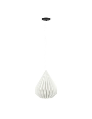 Lámpara Colgante MINTING Blanca de Papel Plegado y Metal Negro Ø30cm, E27