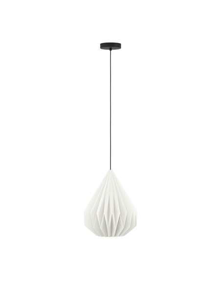 Lámpara Colgante MINTING Blanca de Papel Plegado y Metal Negro Ø30cm, E27