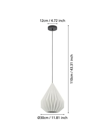 Lámpara Colgante MINTING Blanca de Papel Plegado y Metal Negro Ø30cm, E27