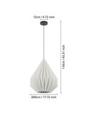 Lámpara Colgante MINTING Blanca de Papel Plegado y Metal Negro Ø45cm, E27