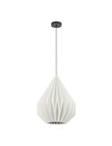 MINTING Lampe à Suspension en Papier Plié Blanc et Métal Noir Ø45cm, E27