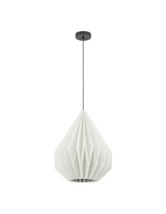 MINTING Lampe à Suspension en Papier Plié Blanc et Métal Noir Ø45cm, E27