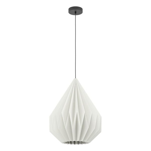 Lámpara Colgante MINTING Blanca de Papel Plegado y Metal Negro Ø45cm, E27