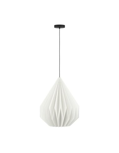 MINTING Lampe à Suspension en Papier Plié Blanc et Métal Noir Ø45cm, E27
