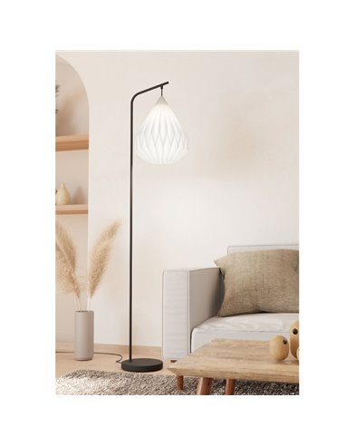 Lámpara de Pie MINTING con Pantalla de Papel Blanco Plegado y Metal Negro, E27