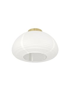 Candeeiro de teto SUMMERHILL com abajur de papel branco e detalhes de madeira, E27