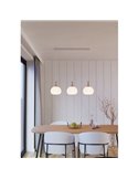 Lámpara Colgante Triple SUMMERHILL con Pantallas de Papel Blanco y Madera, 3XE27