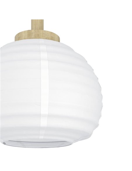 Lámpara Colgante Triple SUMMERHILL con Pantallas de Papel Blanco y Madera, 3XE27