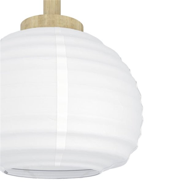Lámpara Colgante Triple SUMMERHILL con Pantallas de Papel Blanco y Madera, 3XE27