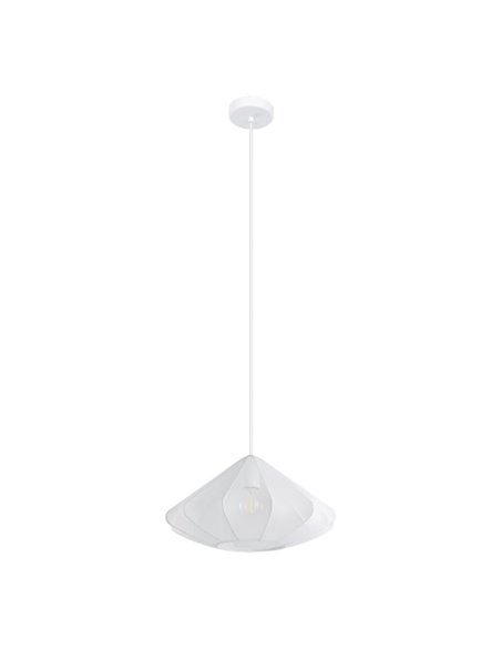 Lámpara Colgante Moderna DOLWEN Blanca Ø42.5cm, E27, con Pantalla de Textil y Detalles en Acero para Interior